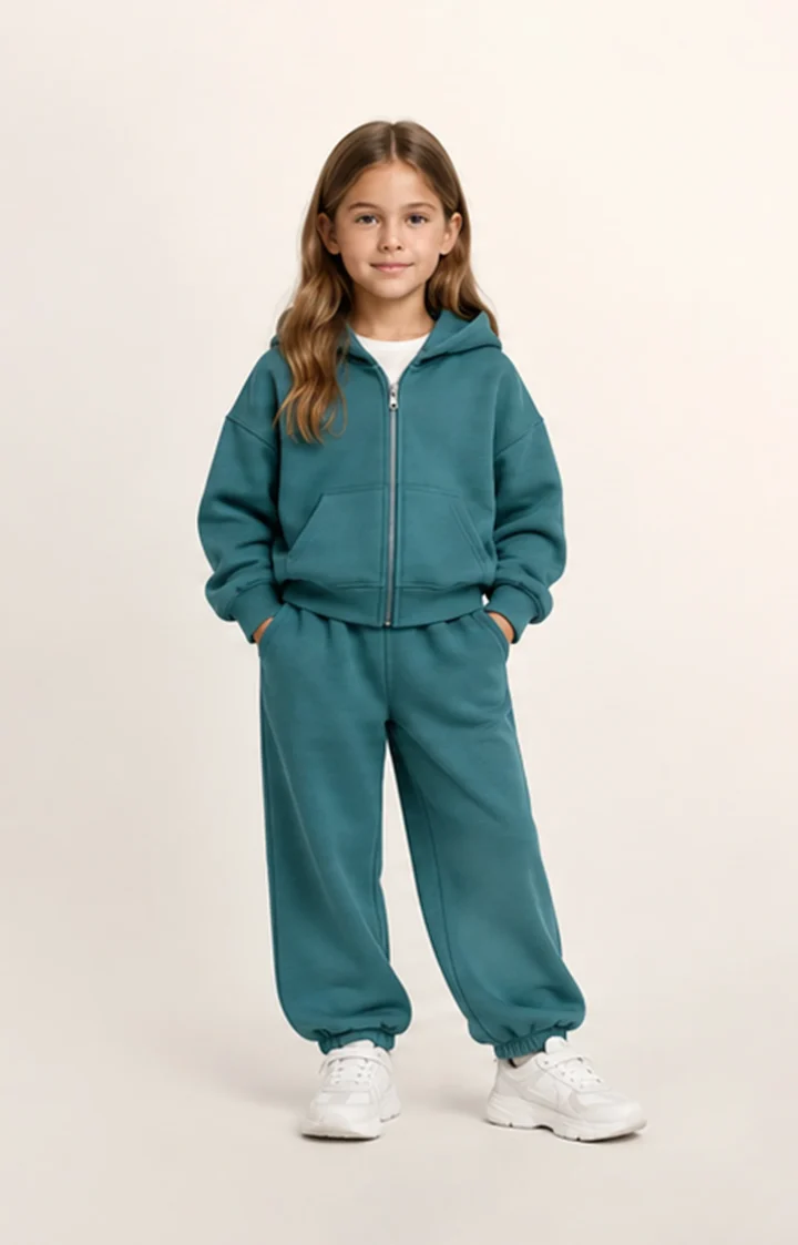 Girls’ Zip-Up Hoodie & Jogger Set – Seabreeze